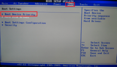 Как в биосе переключить загрузку с диска?