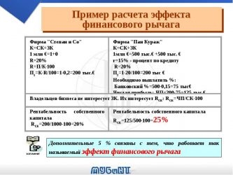 Расчет финансового рычага на примере баланса