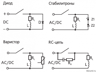 Защита контактов реле от искрения