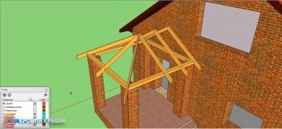 Трехскатная крыша пристройки к дому