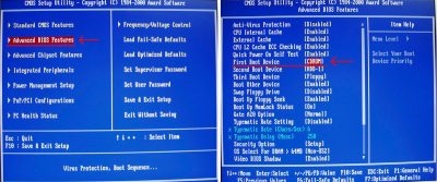 Как в bios установить загрузку с диска?