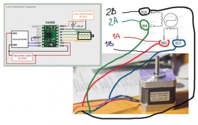 Шаговый двигатель 4 провода подключение