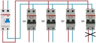 Схема подключения однополюсного автомата