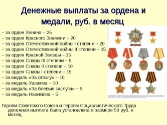 За какие ордена и медали положена доплата?