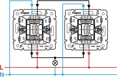 Подключение выключателя света с двумя клавишами legrand