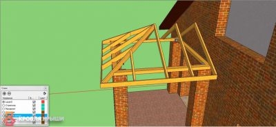 Трехскатная крыша пристройки к дому