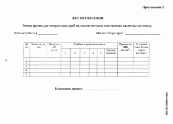 Акт отбора образцов для испытаний бетона