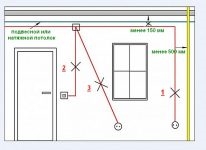 На каком расстоянии от потолка прокладывается проводка